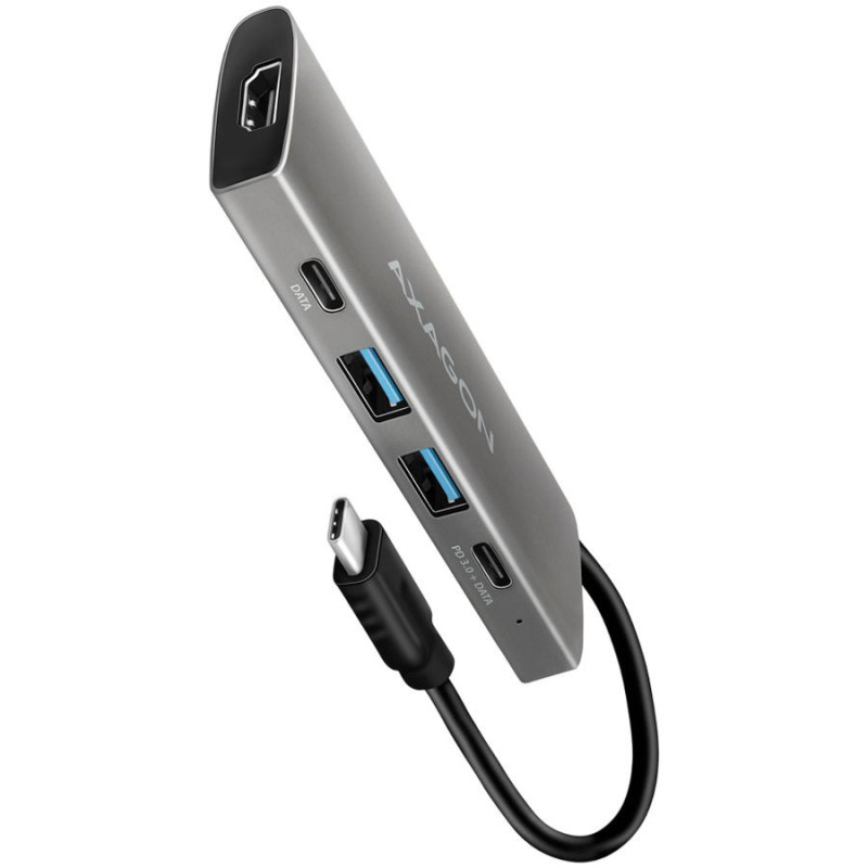 Axagon AXAGON HMC-5G21 2x USB-A + 2x USB-C + HDMI 4K / 30Hz, USB-C 3.2 Gen 2 10Gbps hub, PD 60W, 13cm USB-C cable