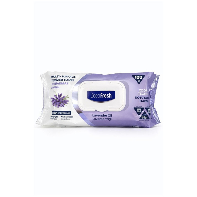 Deep Fresh lavender wet wipes for surfaces, 100 pcs.
