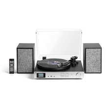 Patefonas - AKAI ATT-500SP 33 1 / 3 / 45 RPM "Bluetooth 5.0", USB, AUX, Radijas, 30 W Juoda, Sidabrinė Patefonas - AKAI ATT-500SP 33 1 / 3 / 45 RPM "Bluetooth 5.0", USB, AUX, Radijas, 30 W Juoda, Sidabrinė