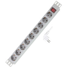 9er Steckdosenleiste 19" PDU mit Schalter LogiLink Hellgrau 9er Steckdosenleiste 19" PDU mit Schalter LogiLink Hellgrau