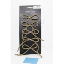 Christmas tree toy Beads Bow, champagne, polyethylene, 5 pcs.