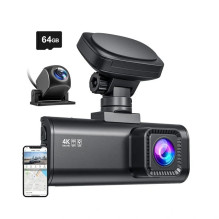 Prietaisų Skydelio Kamera - REDTIGER F7N 4K Wi‑Fi Vaizdo Registratoriaus Rinkinys 64 GB