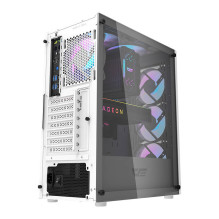 Kompiuterio korpusas - darkFlash DK352 Plus Midi Tower, grūdintas stiklas, 4 ARGB ventiliatoriai, juoda / balta