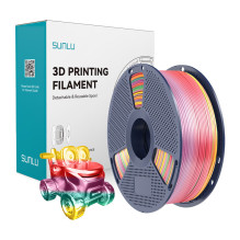 3D Spausdinimo Filamentas - Sunlu PLA+ Silk 1.75 mm Filamentas, Aukštas Sluoksnių Sukibimas, Vaivorykštė 01 3D Spausdinimo Filamentas - Sunlu PLA+ Silk 1.75 mm Filamentas, Aukštas Sluoksnių Sukibimas, Vaivorykštė 01