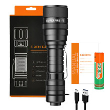 Žibintuvėlis - Superfire F5 1100lm, 236m, USB įkraunamas, atsparus vandeniui Žibintuvėlis - Superfire F5 1100lm, 236m, USB įkraunamas, atsparus vandeniui