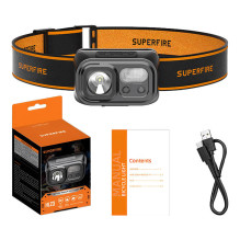 Flashlight - Superfire HL23 220 Lm, 120 M Distance, USB-C Rechargeable, Black Flashlight - Superfire HL23 220 Lm, 120 M Distance, USB-C Rechargeable, Black