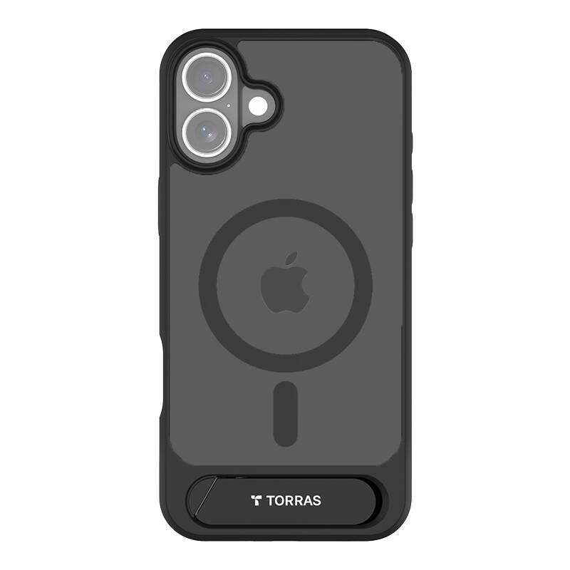 Dėklas - Torras Pstand Series Case for iPhone 16, magnetinis stovas, karinės klasės apsauga, juodas