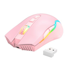 Žaidimų pelė - ONIKUMA CW905 2.4G belaidė, 600-3600 DPI, RGB, rožinė