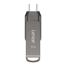 USB Flash Drive - Lexar Dual Type-C and Type-A USB 3.1 64GB 130 MB/s Black