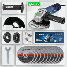 Kampinis šlifuoklis 125 mm 850 W + 10 diskų W27477 WUBER Kampinis šlifuoklis 125 mm 850 W + 10 diskų W27477 WUBER