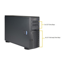 „Barebone“ serveris 4 U / bokštas, dvigubas 3647, 8 karštojo keitimo, 3,5 colio 1200W Rezervinis Platinum „SuperWorkstat