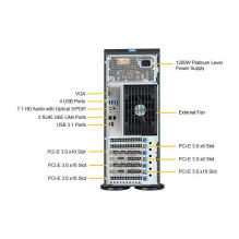 „Barebone“ serveris 4 U / bokštas, dvigubas 3647, 8 karštojo keitimo, 3,5 colio 1200W Rezervinis Platinum „SuperWorkstat