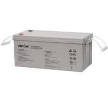 Gelio baterija 12V 200Ah : 522 x 239 x 222 mm : Svoris 60.2kg : Vipow