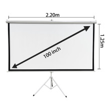 PROJECTION SCREEN 100inch 169 220x125CM WHITE PVC SEMI-AUTO ROLLER with STAND PSR-100