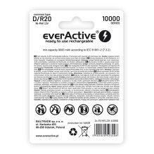 Baterija - EverActive R20 AKU 10000mAh Įkraunamos D Baterijos 2BL