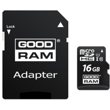 Atminties Kortelė - GoodRam microSDHC 16GB Class 10 UHS-I 100MB / s su SD Adapteriu Juoda Atminties Kortelė - GoodRam microSDHC 16GB Class 10 UHS-I 100MB / s su SD Adapteriu Juoda