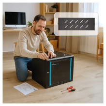 Lite 12U 530x400 Juoda, Rack spintelė, skirta montuoti prie sienos, su lentyna