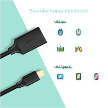Adapteris - UGREEN US154 30701 USB-C OTG, Juodas