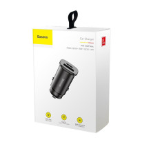 Automobilio Įkroviklis - Baseus 30W 1xUSB 1xUSB-C Greitas Įkrovimas Kompaktiškas - Juodas
