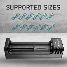 Akumuliatorių Įkroviklis - everActive LC-100C USB-C Ličio Jonų Įkroviklis 1000 mA 18650 / 21700 Juodas