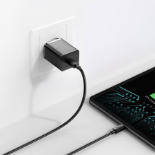 Įkroviklis - Baseus 30W USB-C Greitas Įkroviklis Su Saugos Apsaugomis - Juodas Įkroviklis - Baseus 30W USB-C Greitas Įkroviklis Su Saugos Apsaugomis - Juodas