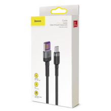 USB-C Įkrovimo Laidas - Baseus CATKLF-PG1 40W Greitas Įkrovimas 480 Mbps Duomenų Perdavimo Nailono Apsauga Juodas