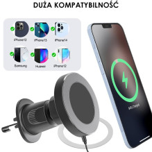 Telefono Laikiklis - eXtreme O-14W MagSafe Automobilinis Laikiklis 15W Belaidis Įkrovimas Oro Ventiliacija Juodas Telefono Laikiklis - eXtreme O-14W MagSafe Automobilinis Laikiklis 15W Belaidis Įkrovimas Oro Ventiliacija Juodas