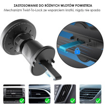 Telefono Laikiklis - eXtreme O-14W MagSafe Automobilinis Laikiklis 15W Belaidis Įkrovimas Oro Ventiliacija Juodas Telefono Laikiklis - eXtreme O-14W MagSafe Automobilinis Laikiklis 15W Belaidis Įkrovimas Oro Ventiliacija Juodas