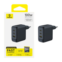 Sieninis Įkroviklis - Baseus EnerFill FE22 100 W GaN 2x USB-C + USB-A Sieninis Įkroviklis - Baseus EnerFill FE22 100 W GaN 2x USB-C + USB-A