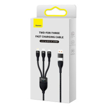 USB Įkrovimo Kabelis - Baseus CASS030101 3-In-1 Greitas Įkrovimas 100W USB-C, 20W Lightning, 18W Micro USB, 1.2m Juodas