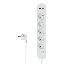 Ilgintuvas - DPM 5 Lizdų Su USB-A Ir USB-C, 1,5 M, Baltas Ilgintuvas - DPM 5 Lizdų Su USB-A Ir USB-C, 1,5 M, Baltas