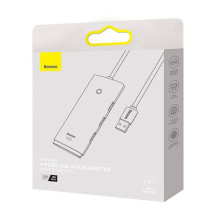 USB Šakotuvas - Baseus WKQX030101 4 Prievadų USB 3.0 5 Gbps Šakotuvas Su LED Indikatoriumi