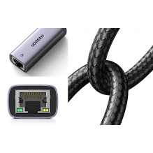 Adapteris - Ugreen CM483 USB-C Iki Gigabit RJ45 Ethernet Tinklo Adapteris, 1000 Mbps, Juodas