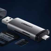 Atminties Kortelių Skaitytuvas - Ugreen CM185 USB 3.0 USB-C SD / microSD Kortelių Skaitytuvas Juodas Atminties Kortelių Skaitytuvas - Ugreen CM185 USB 3.0 USB-C SD / microSD Kortelių Skaitytuvas Juodas