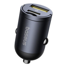 Automobilio Įkroviklis - Baseus 30W 1xUSB 1xUSB-C Greito Įkrovimo Adapteris Juodas