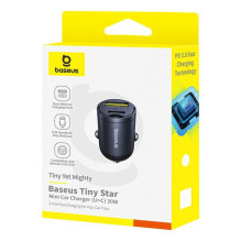 Automobilio Įkroviklis - Baseus 30W 1xUSB 1xUSB-C Greito Įkrovimo Adapteris Juodas