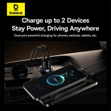 Automobilio Įkroviklis - Baseus 30W 1xUSB 1xUSB-C Greito Įkrovimo Adapteris Juodas