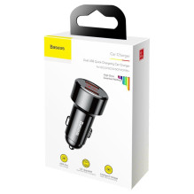 Automobilinis Įkroviklis - Baseus 45W Dual USB Greitas Įkroviklis Su LED Ekranu Automobilinis Įkroviklis - Baseus 45W Dual USB Greitas Įkroviklis Su LED Ekranu