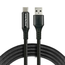 USB Laidas - everActive CBB-1CBL 3A Greitas Įkrovimas 480 Mbps Duomenų Perdavimo Nailono Apsauga Juodas USB Laidas - everActive CBB-1CBL 3A Greitas Įkrovimas 480 Mbps Duomenų Perdavimo Nailono Apsauga Juodas