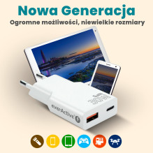 Įkroviklis - everActive SC-380Q 30 W GaN USB-A USB-C Įkroviklis Įkroviklis - everActive SC-380Q 30 W GaN USB-A USB-C Įkroviklis