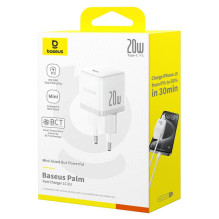 USB-C Įkroviklis - Baseus 20W USB-C Power Delivery Įkroviklis Su Saugos Apsaugomis - Balta