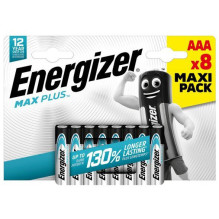 Šarminės baterijos - Energizer Max Plus LR03 AAA, 8 vnt. Šarminės baterijos - Energizer Max Plus LR03 AAA, 8 vnt.