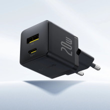 Įkrovimo Adapteris - Baseus 20W 1xUSB-C 1xUSB-A Power Delivery Įkroviklis Juodas