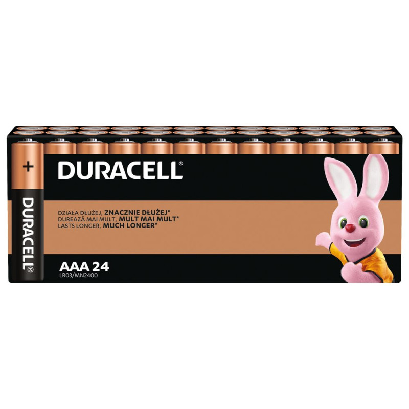 Baterija - Duracell LR03 / AAA Šarminės Baterijos 24-Pakuotė, Ilgalaikė Galia, Juoda
