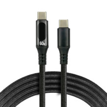 USB-C Įkrovimo Kabelis - everActive CBB-1PDL 60W, 480 MB / s, Real-Time Power Display Juodas USB-C Įkrovimo Kabelis - everActive CBB-1PDL 60W, 480 MB / s, Real-Time Power Display Juodas