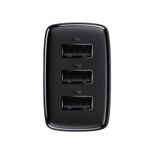 Mobilus Įkroviklis - Baseus 17W 3xUSB Išmanioji Įkrovimo Technologija Juoda Mobilus Įkroviklis - Baseus 17W 3xUSB Išmanioji Įkrovimo Technologija Juoda