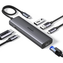 Adapteris - Ugreen CM512 6-In-1 USB-C Hublas su HDMI 4K, Ethernet, USB prievadais
