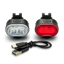 Dviračio Šviesų Rinkinys - Falcon Eye Twins 2 FBS0071, 120 Liumenų Priekinė, USB-C Įkraunama, Juoda