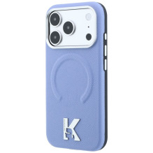 KARL LAGERFELD case for IPHONE 18 Pro / 17 Pro compatible with MagSafe (Grained Embossed Ring &amp; Kameo Logo) light bl