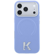 KARL LAGERFELD case for IPHONE 18 Pro / 17 Pro compatible with MagSafe (Grained Embossed Ring &amp; Kameo Logo) light bl